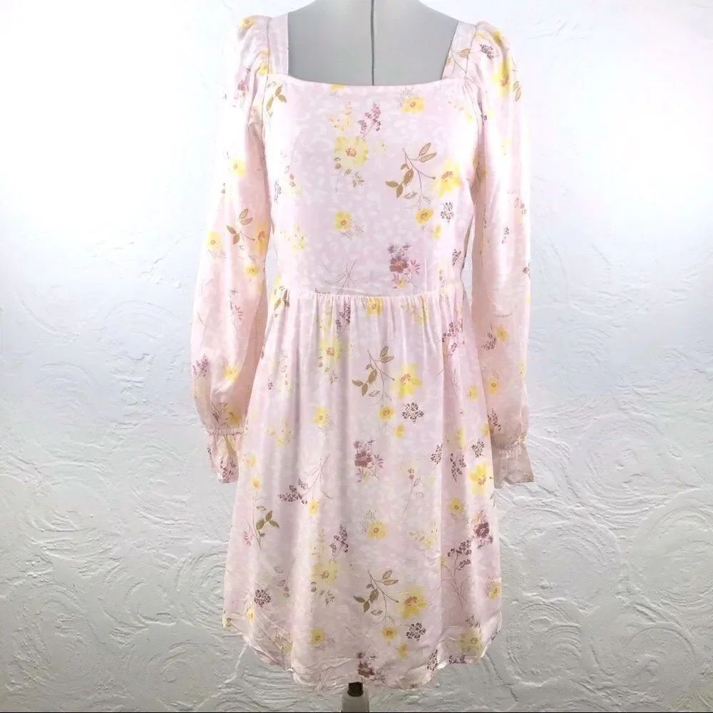 Art Class Pastel Pink Floral Dress-cut Out Back